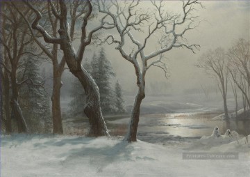  bierstadt - WINTER IN YOSEMITE American Albert Bierstadt snow landscape